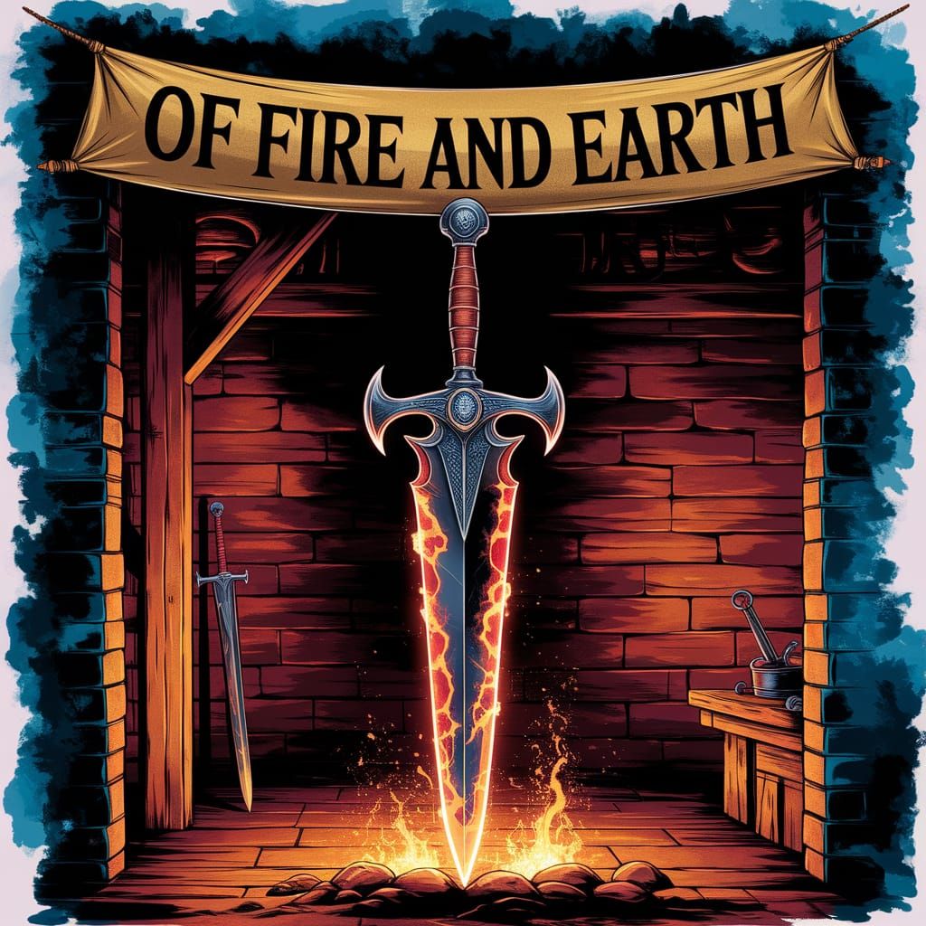 Vibrant Claymore in a Blacksmith's Shop,