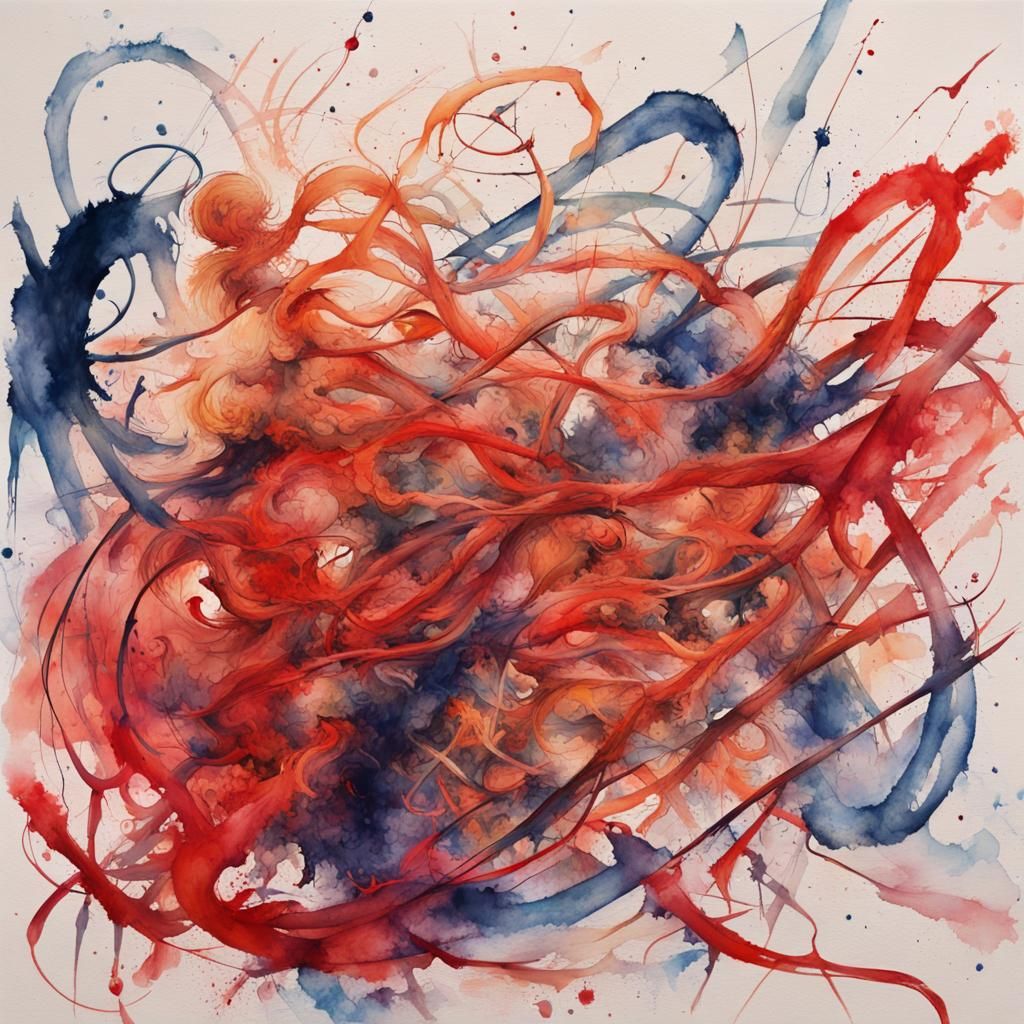 Abstract Expressionist Painting of Urban Chaos