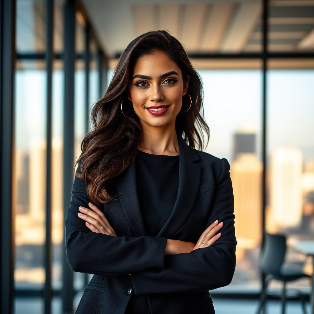 Female Entrepreneur in Modern Office, Professional Photograp...