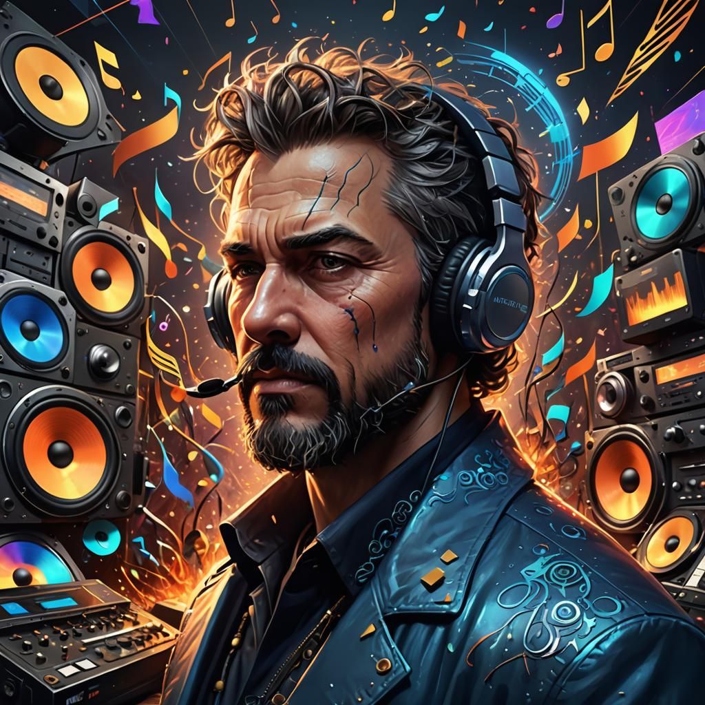 Music Album Cover Featuring Goatee Man Judging Music
