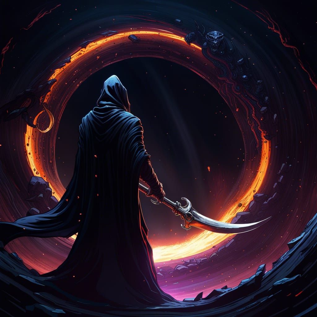 Grim Reaper and Black Hole: Dark Fantasy Concept Art