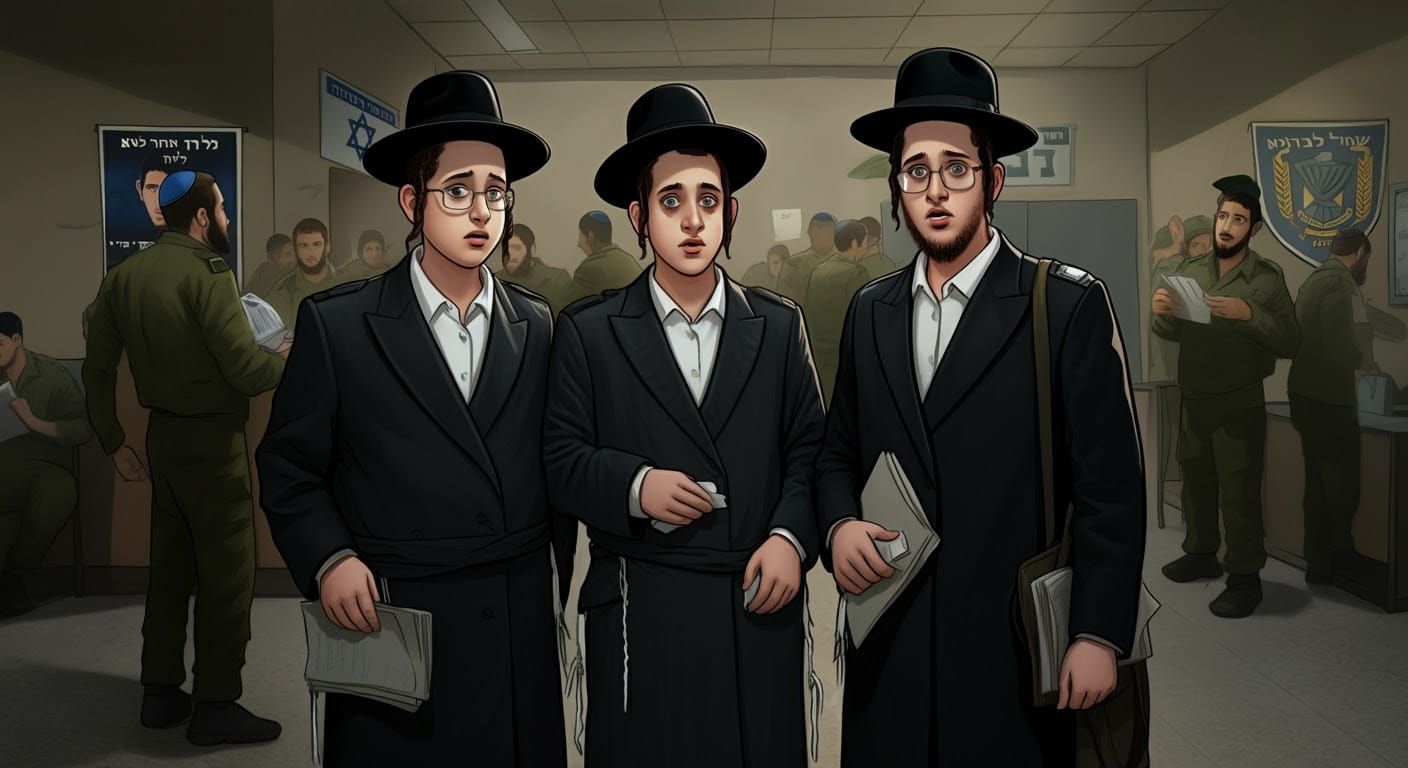 Young Hasidic Yeshiva Students Confront Israeli Army Recruit...