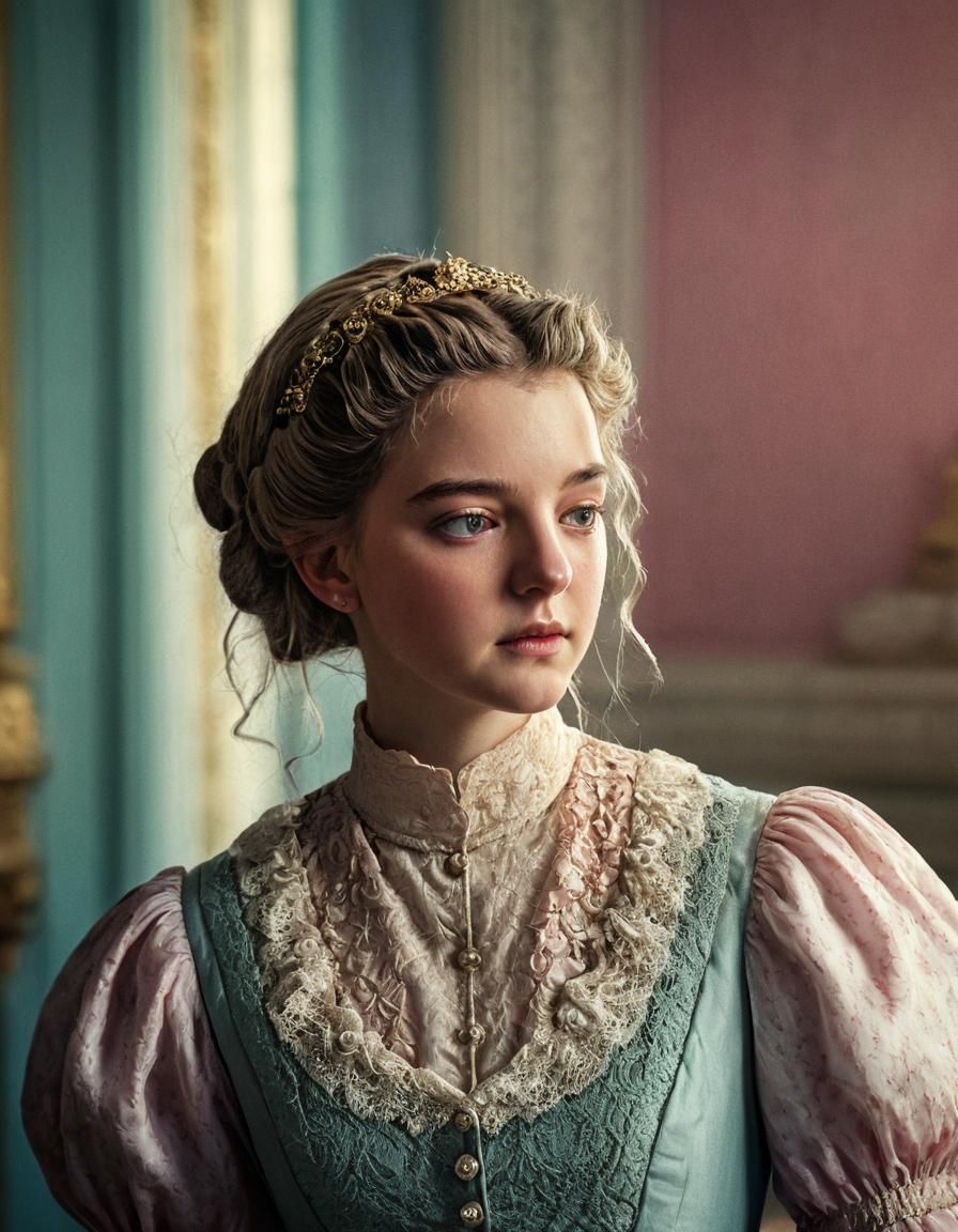 Heartbroken Woman in Regency Ballroom: Digital Art