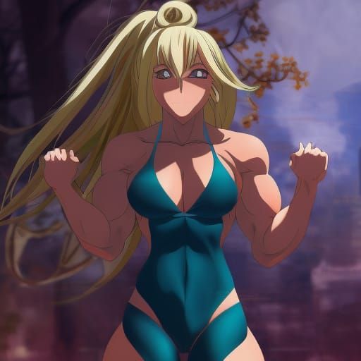 Anime Waifu Bodybuilder in Pink Bikini