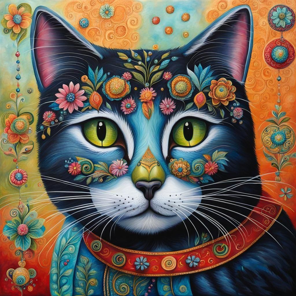 Blue and Black Haired Cat Portrait