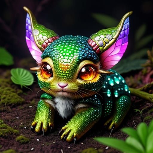 Cute Alien Creature in Forest, Digital Art