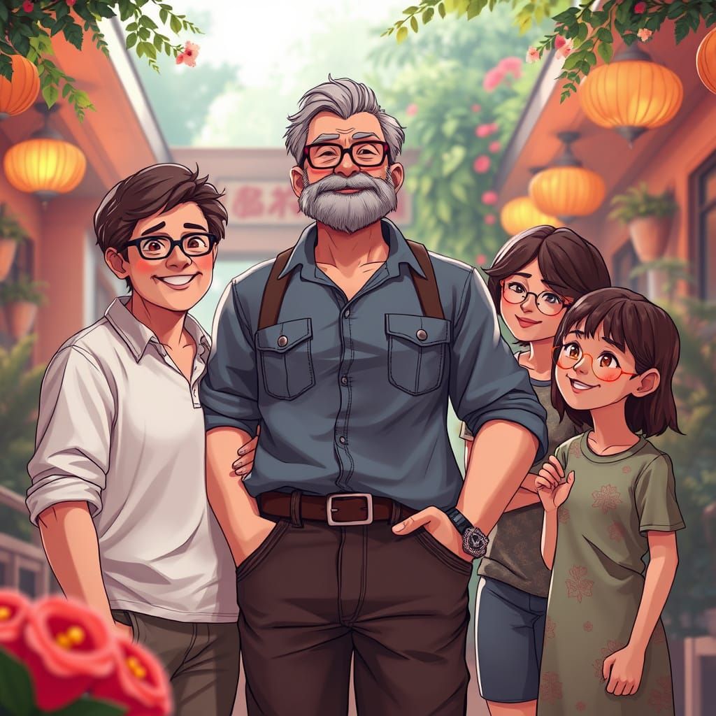 Father's Day Celebration in Anime Art Style