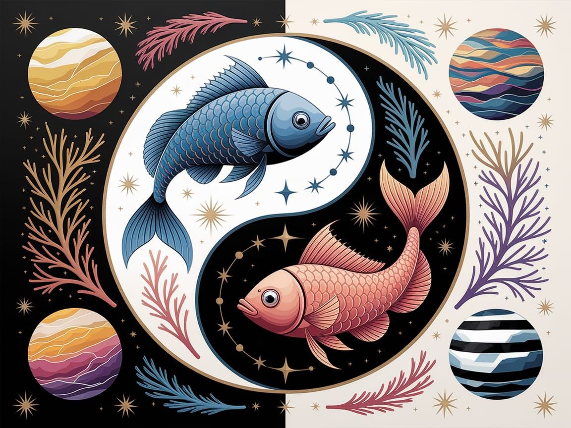 Cosmic Yin Yang Dance of Two Fish
