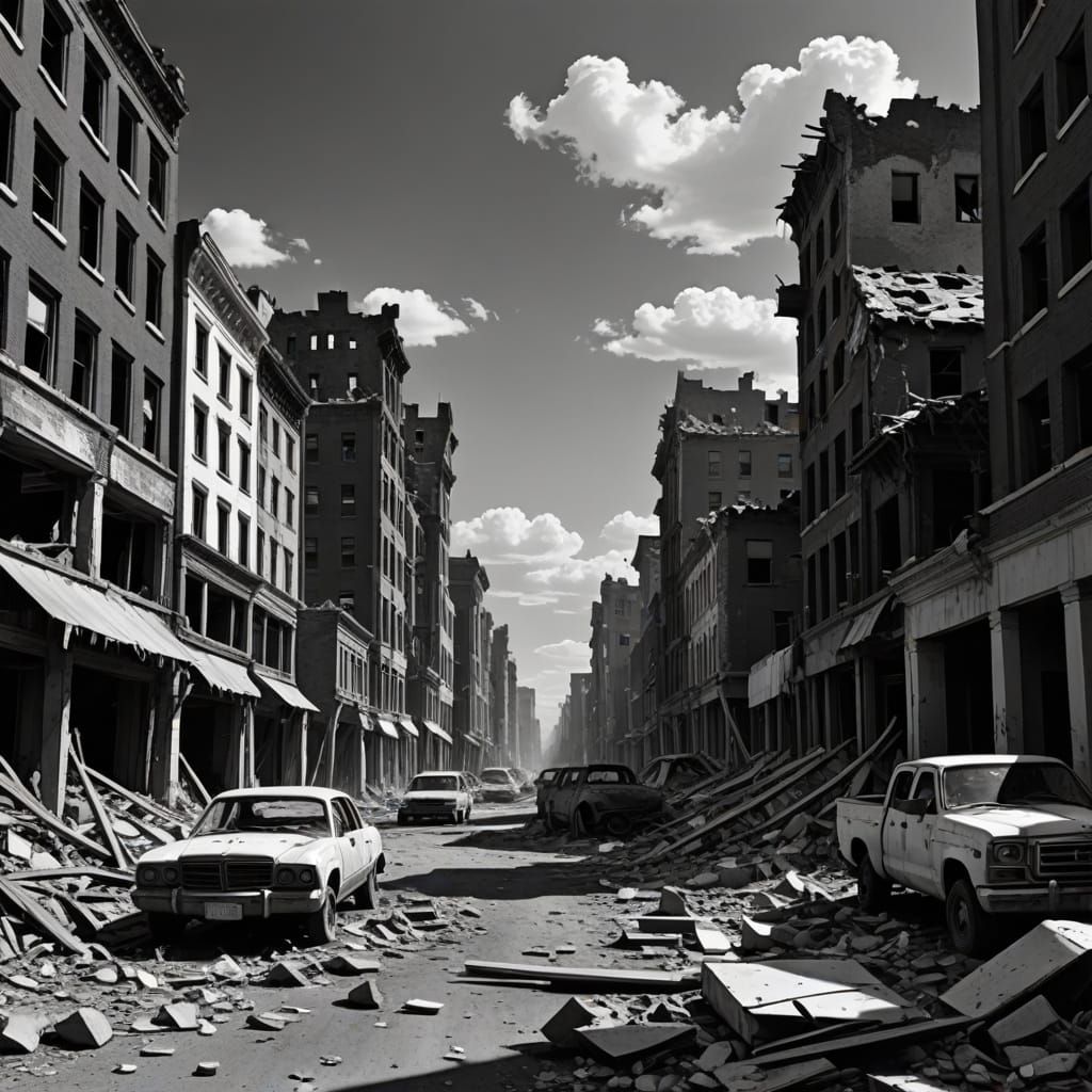 Abandoned Metropolis in Monochrome