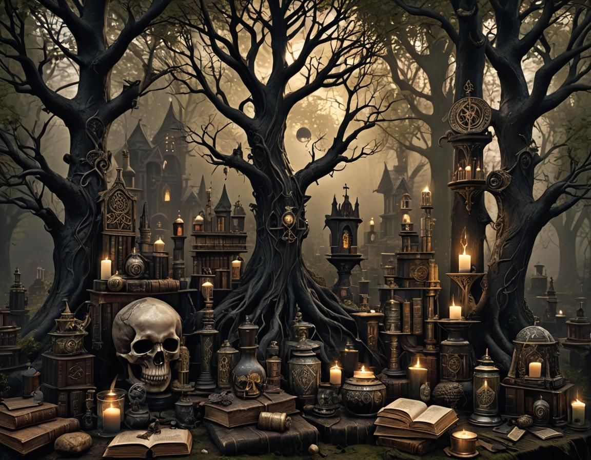 Gothic Village with Magical Elements