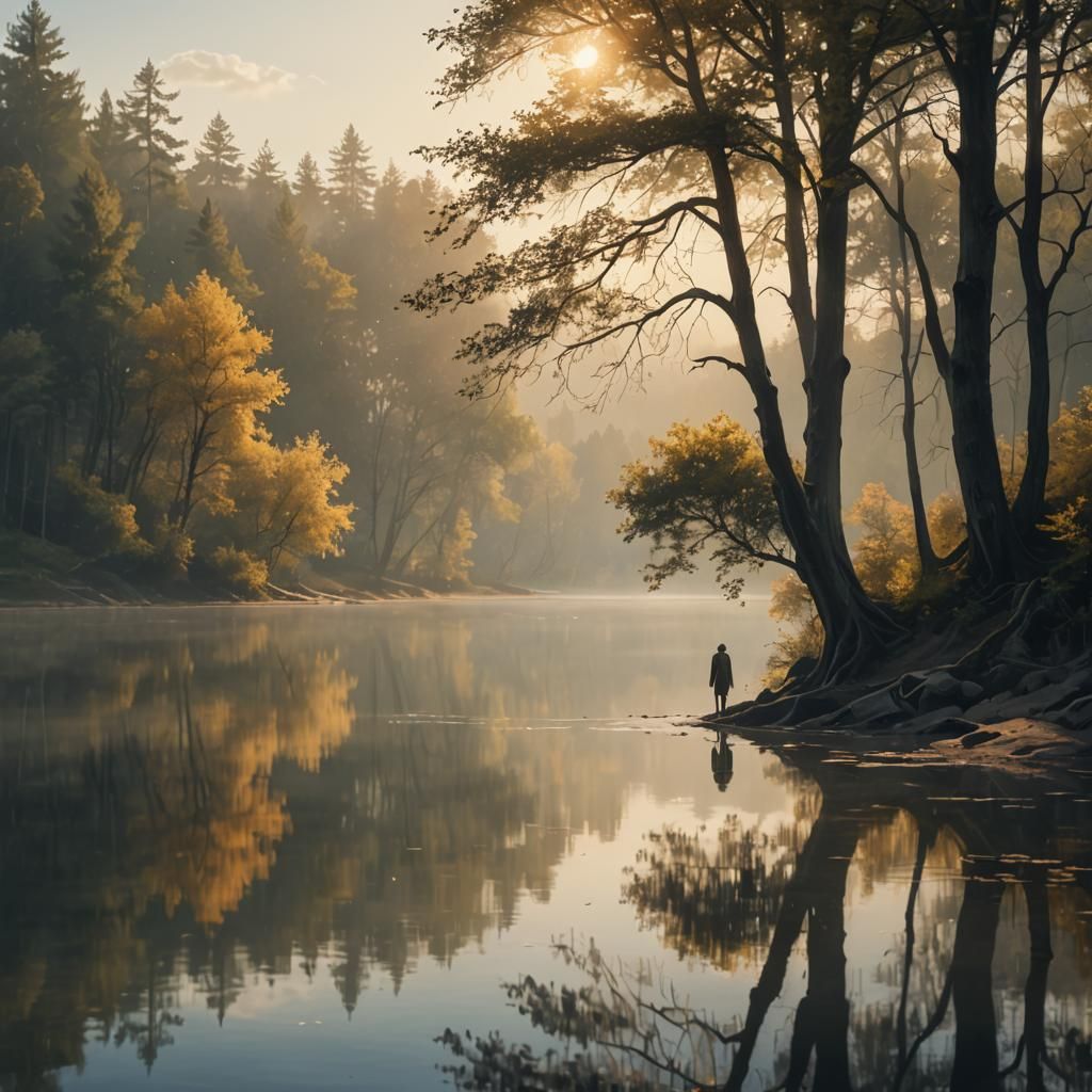 Serene Lake: Atmospheric Perspective in Digital Painting