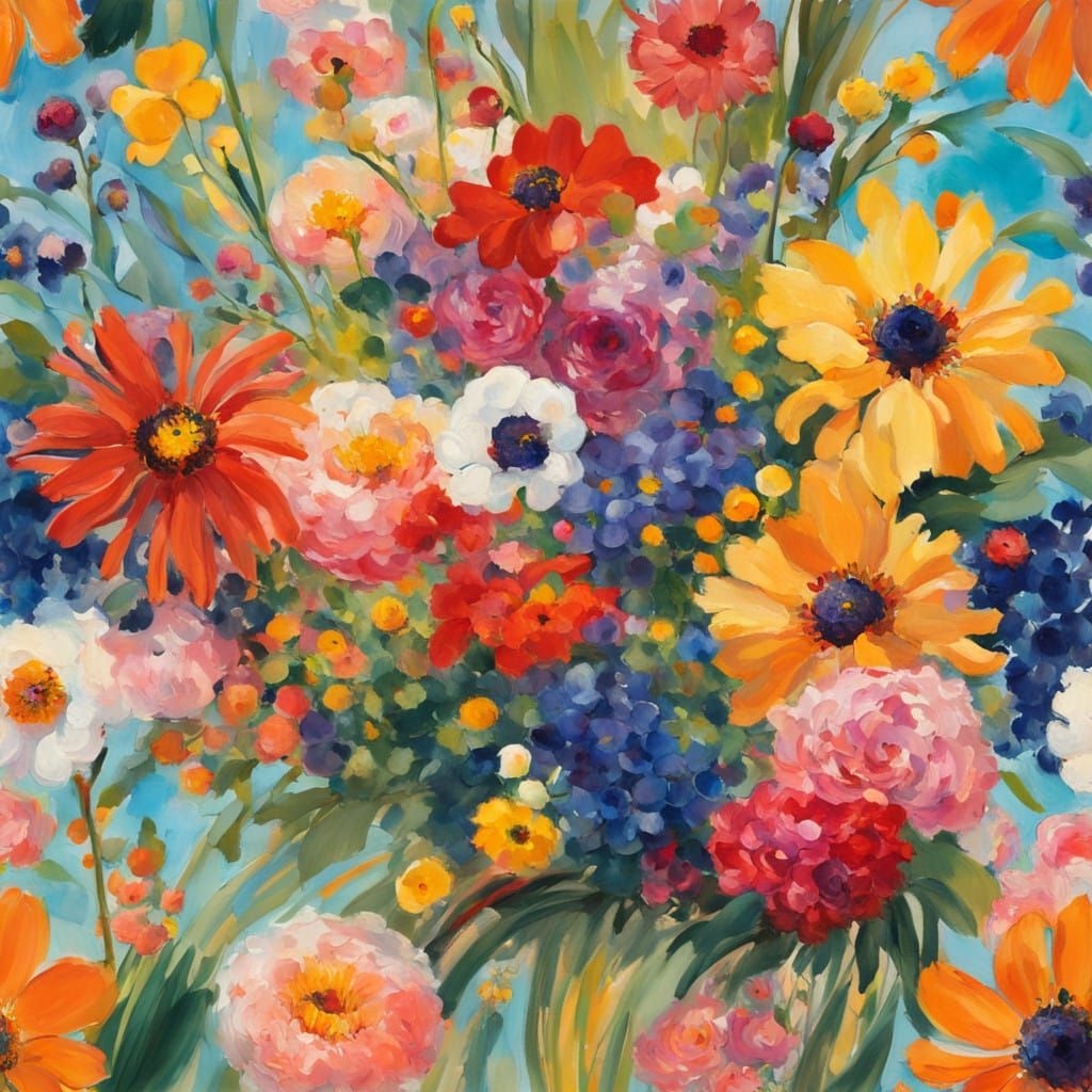 Vibrant Impressionist Bouquet in Whimsical Colors