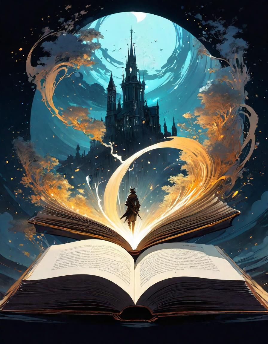 Magical Open Book Landscape in Anime Style