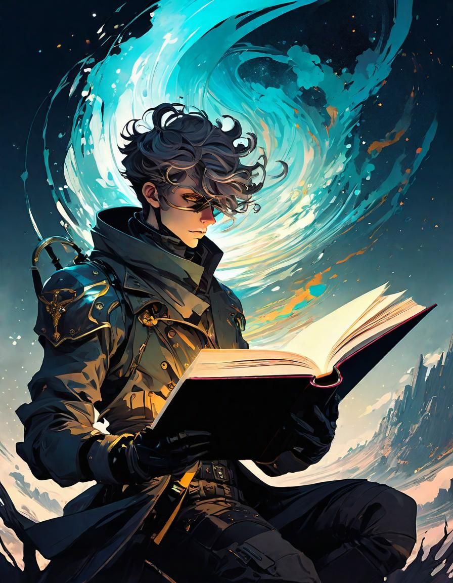 Magical Open Book Landscape in Anime Style