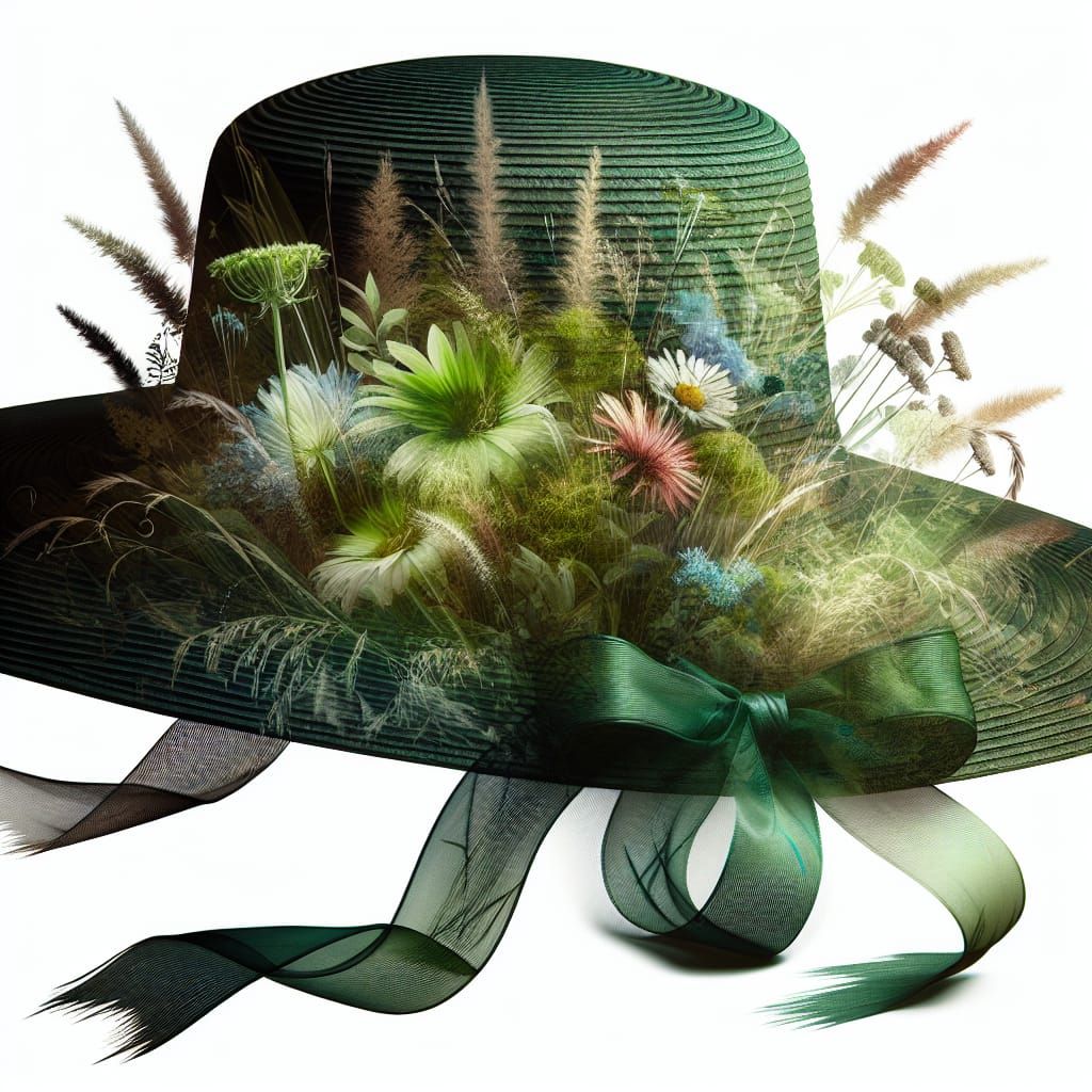 Soothing Green Landscape Within a Wide-Brimmed Hat