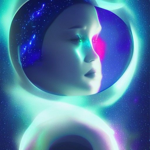 Holographic Cosmic Starbound Illustration in Mixed Media