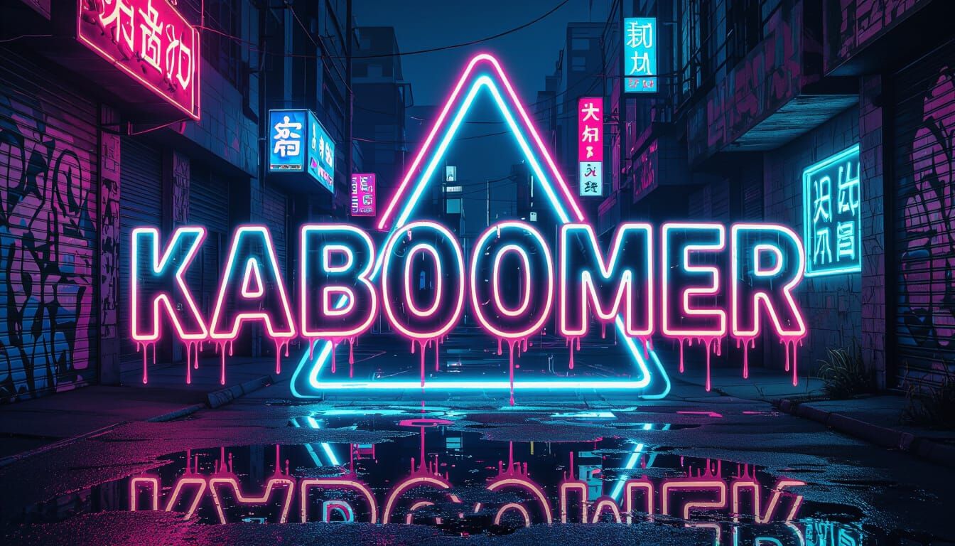 KABOOMER in Neon Lights with Synthwave Aesthetics