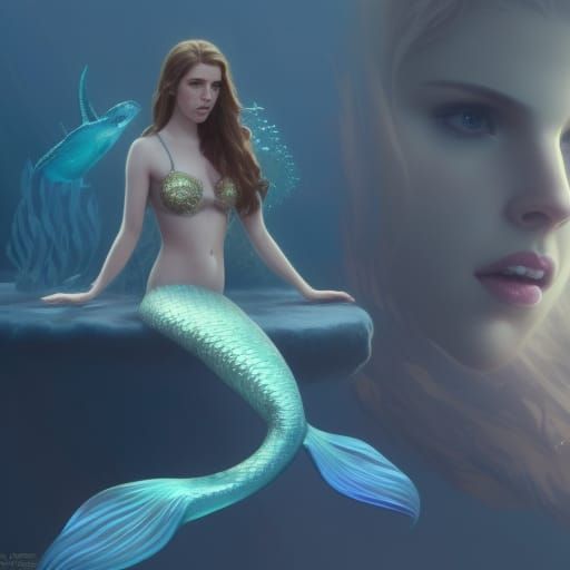 Mermaid Wizard Portrait in Hyperdetailed Digital Art