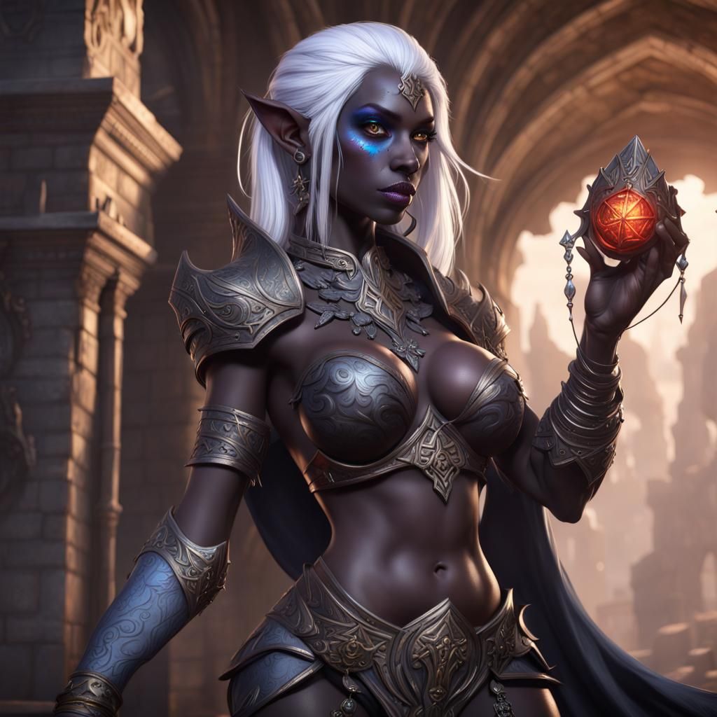 Drow Cleric of Eilistraee: Detailed Fantasy Art
