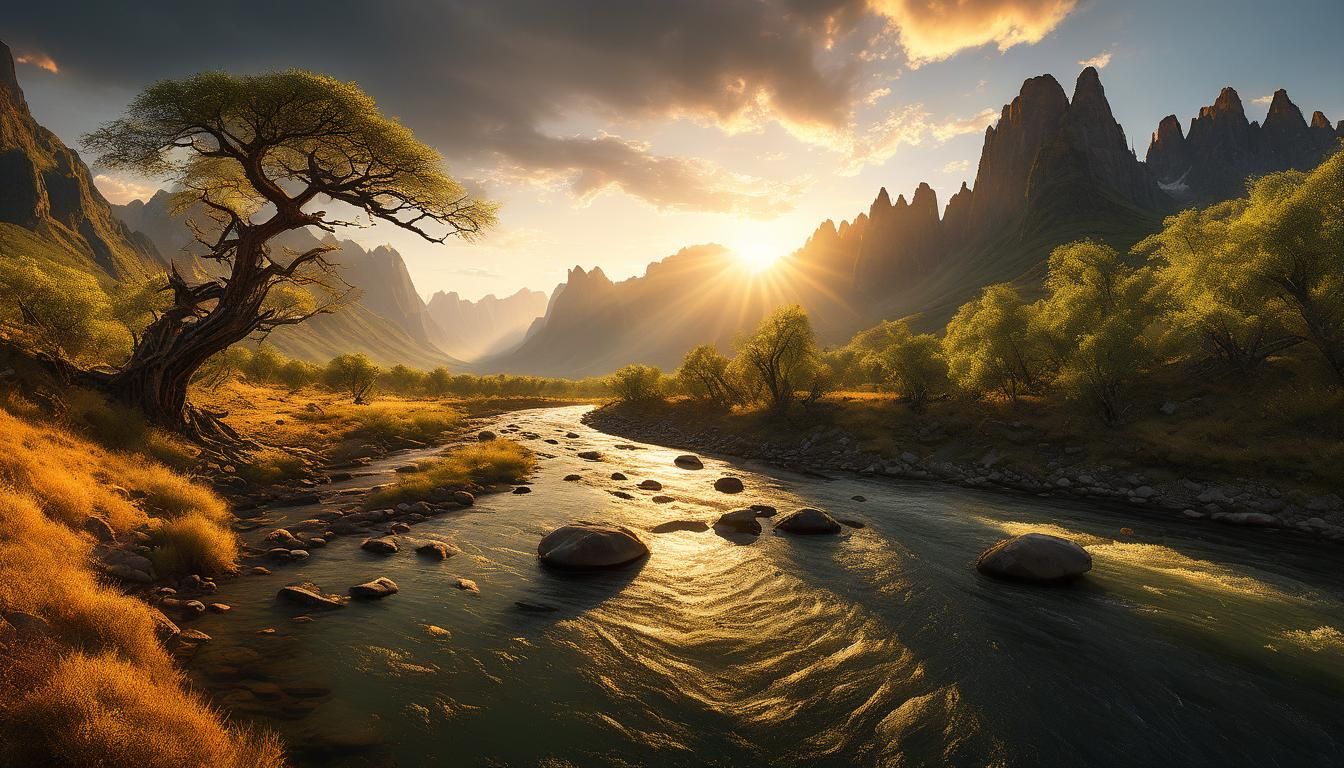 HDRI Photograph of Untouched Mountain Wilderness at Dawn