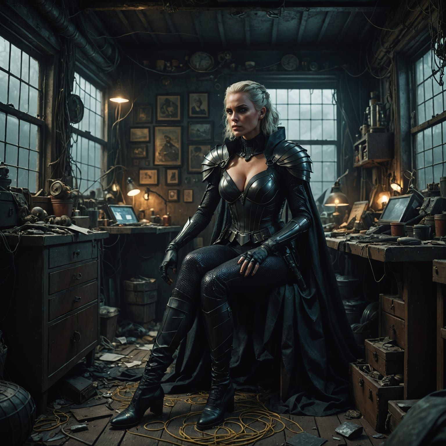 Supervillain in Fishnets at Her Epic Hideout