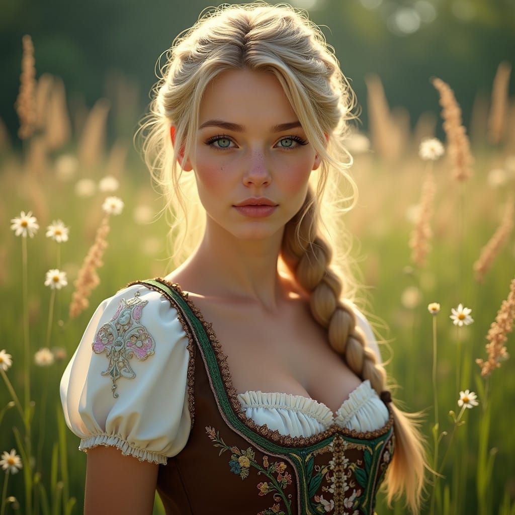 Bavarian Beauty in Lush Meadow