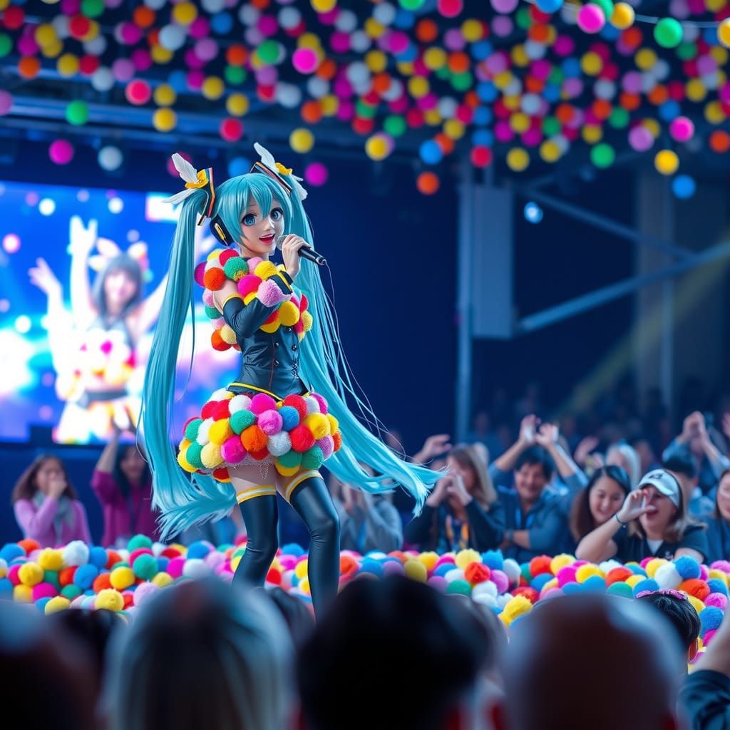 Hatsune Miku in Pom-Pom Outfit at Colorful Concert