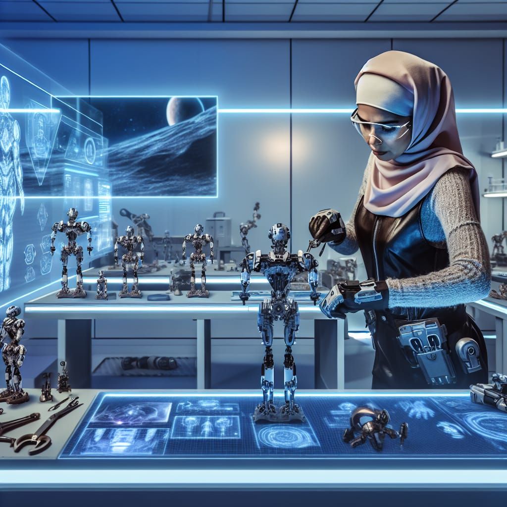 Female Scientist in Advanced Sci-Fi Laboratory