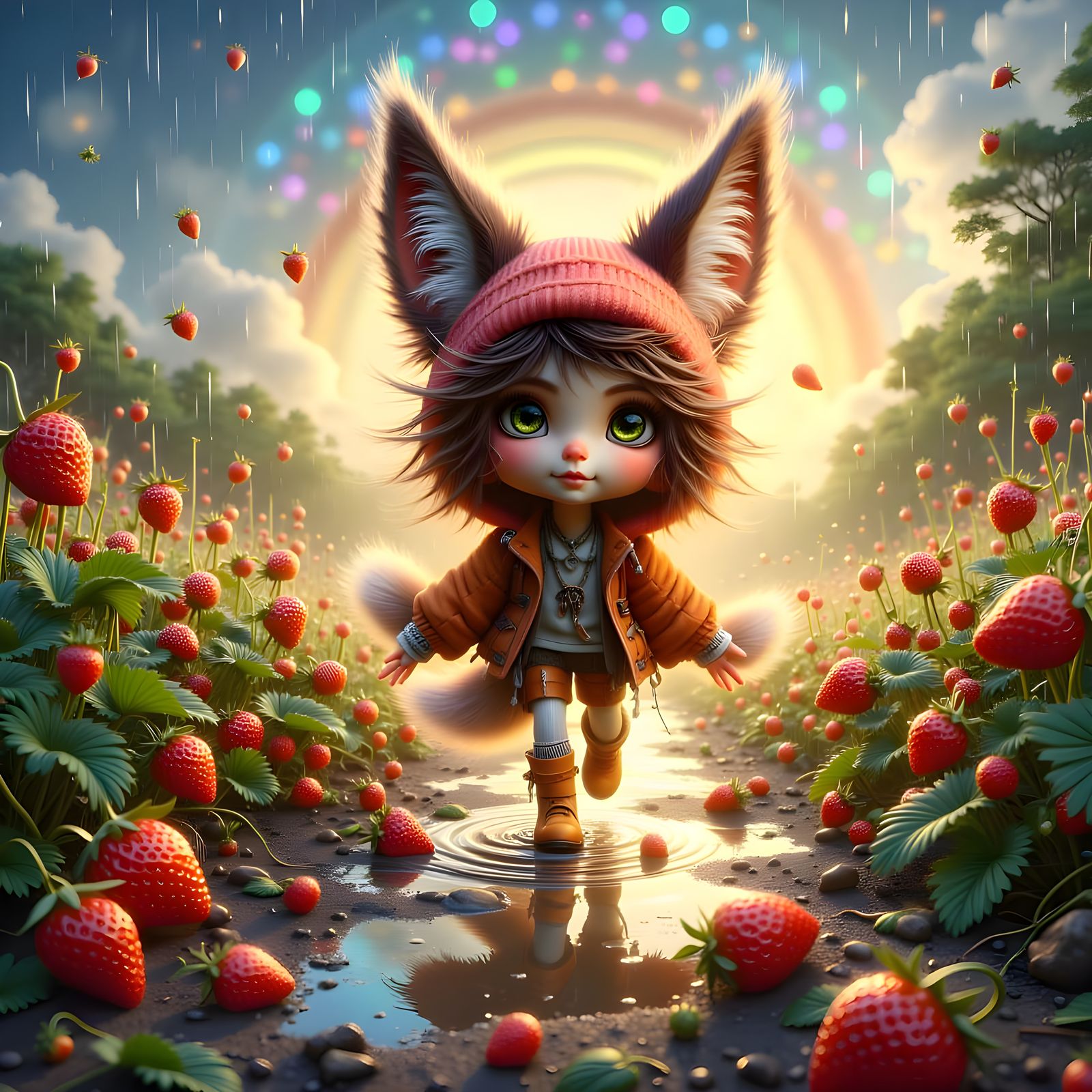 Bohemian Fox Skipping in Strawberry Field