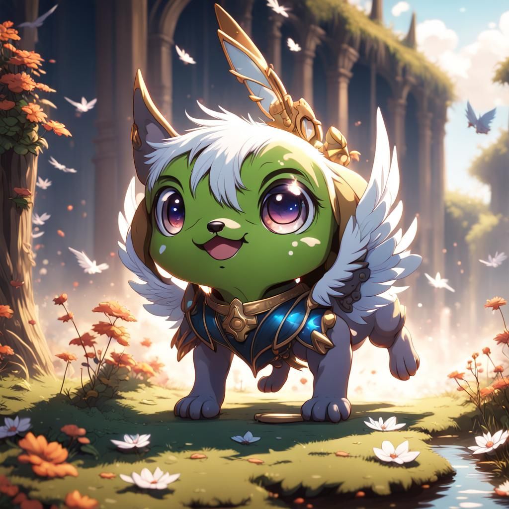 Anime Puppy with Wings: Fantasy Concept Art