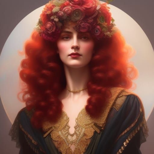 Edwardian Woman Portrait with Dramatic Lighting