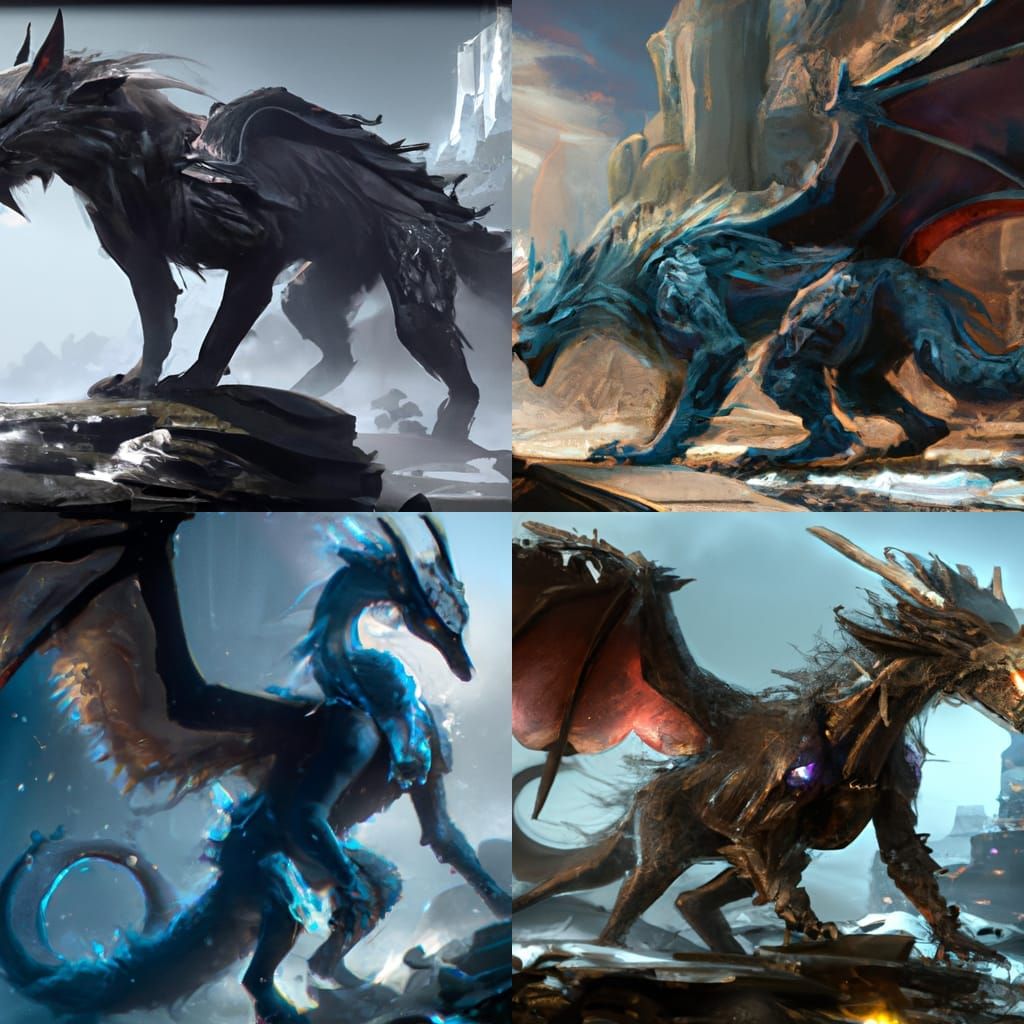 Wolf Dragon Dark Fantasy Concept Art