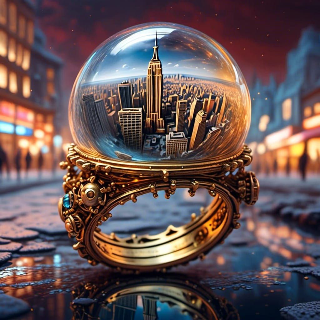 MLK Reflected in Steampunk Ring, Surreal Macro Art