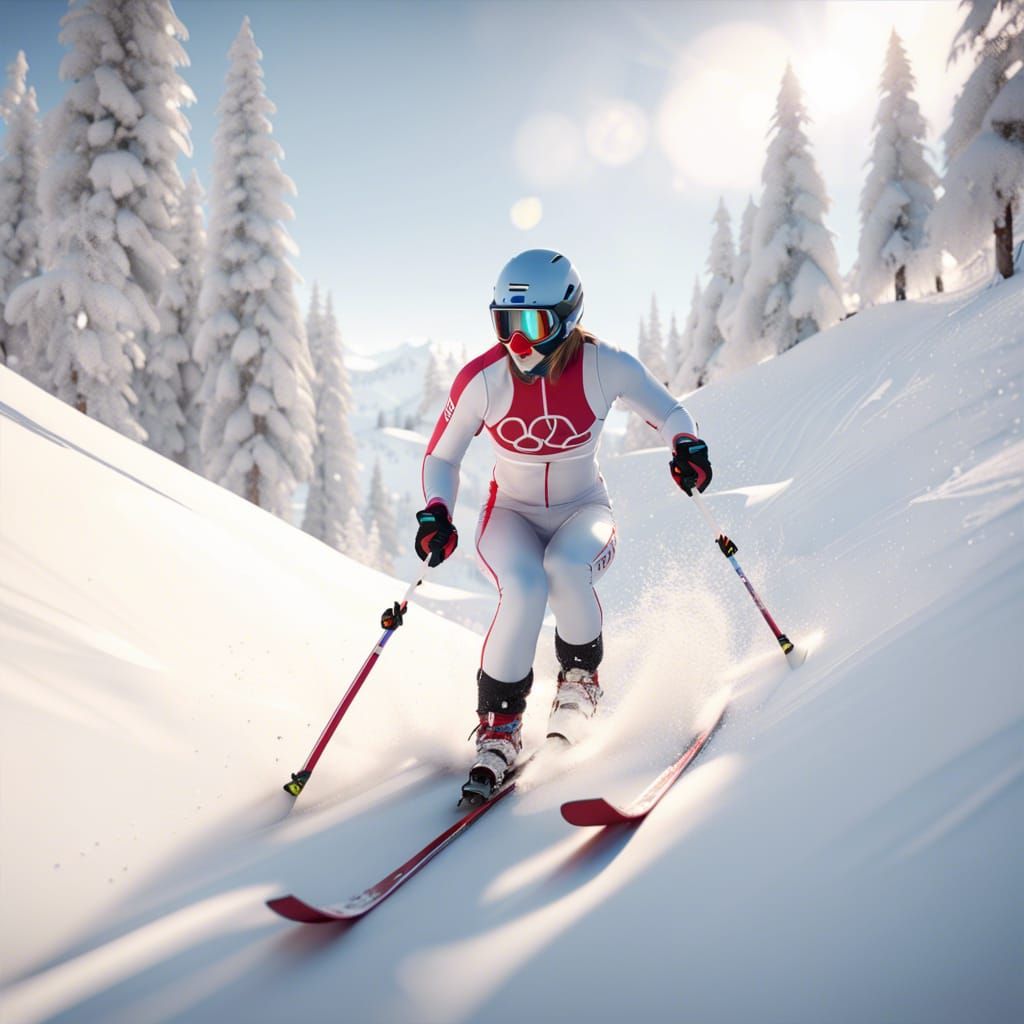 Downhill Skiing in Snow Flurry, 3D Graffiti Art