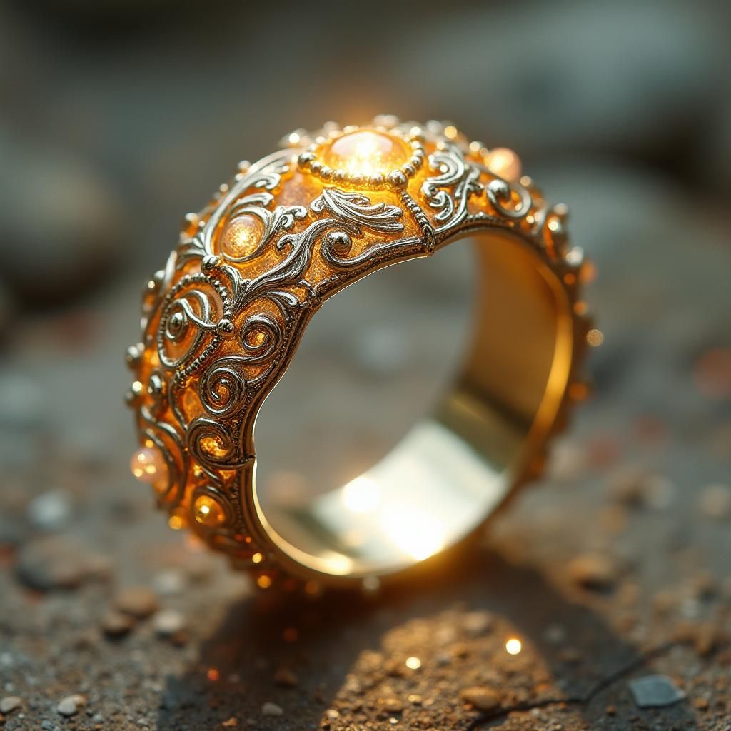 Ornate Magical Wedding Ring in Art Nouveau Style