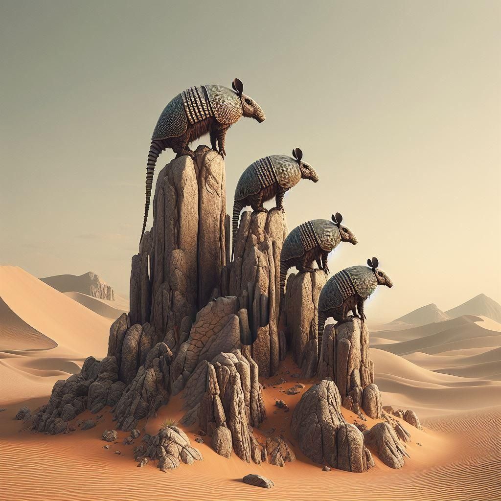 Four Desert Armadillos