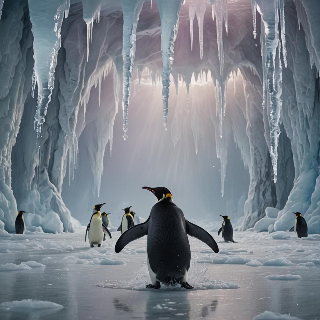 Emperor Penguin Rides Sea Serpent in Icy Waters