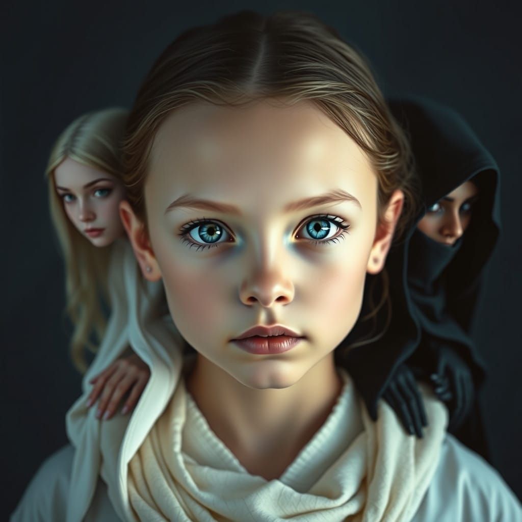 Girl with Heterochromia Stands Between Serenity and Mystery