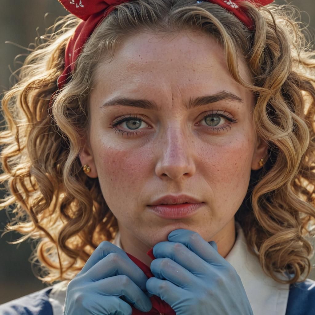 Exhausted Nanny Portrait in Hyperrealistic Style