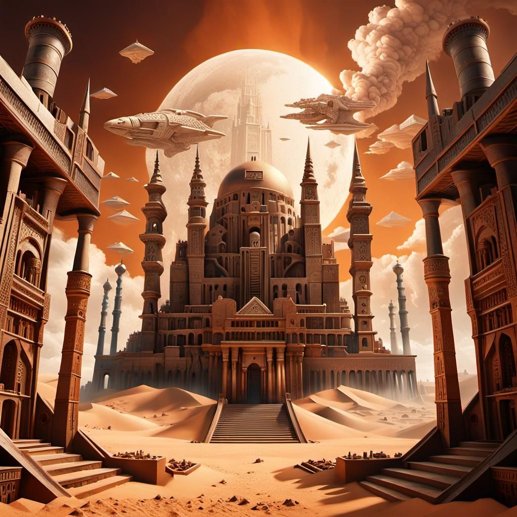 Escher-Inspired Steampunk Necropolis: Cinematic Panoramic Vi...
