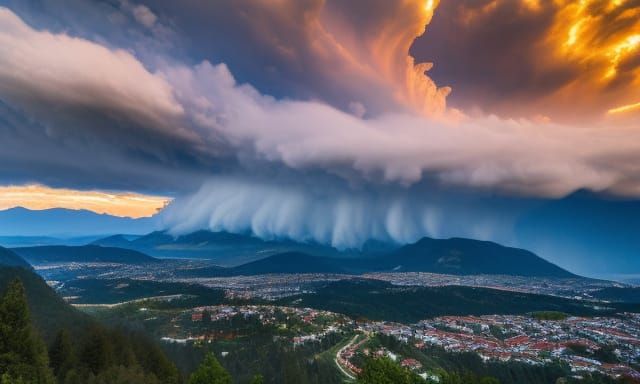 Mountain Ley Lines with Thunderstorm Sunset