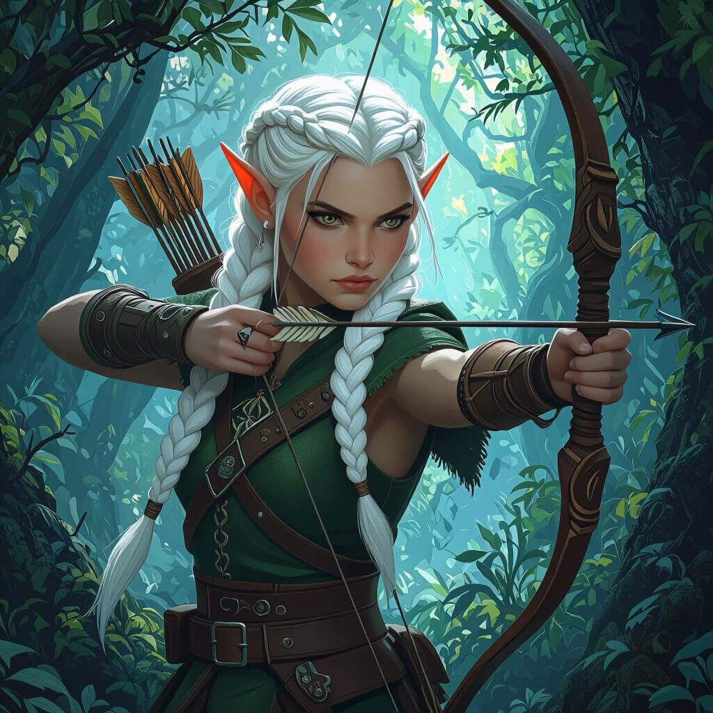 Enchanted Elf Scout in Mystical Forest: Fantasy Art