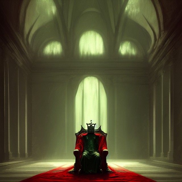 Melancholy King in a Dark Fantasy Throne Room