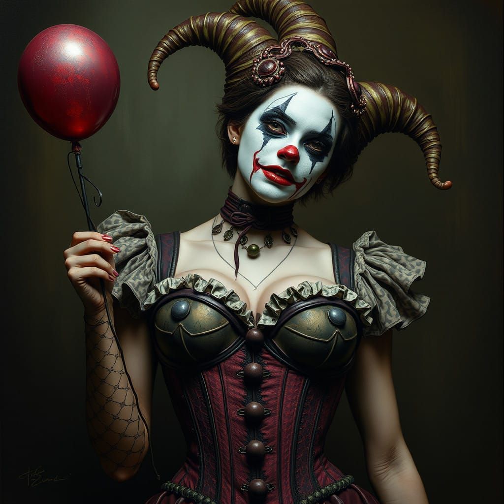 Steampunk Female Clown in Refined Corset