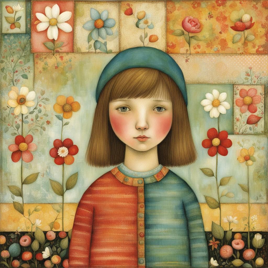 Girl in Whimsical Illustrative Style