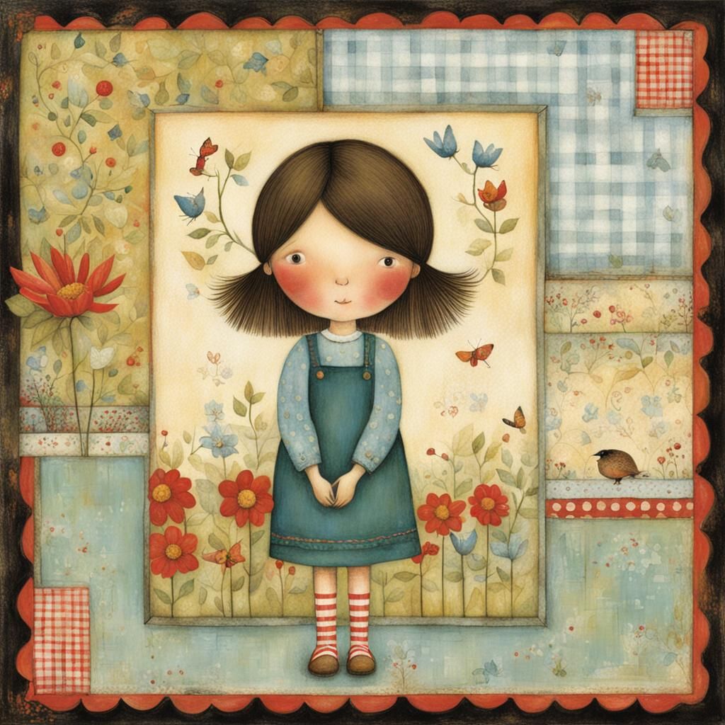 Charming Girl Illustration in Storybook Style