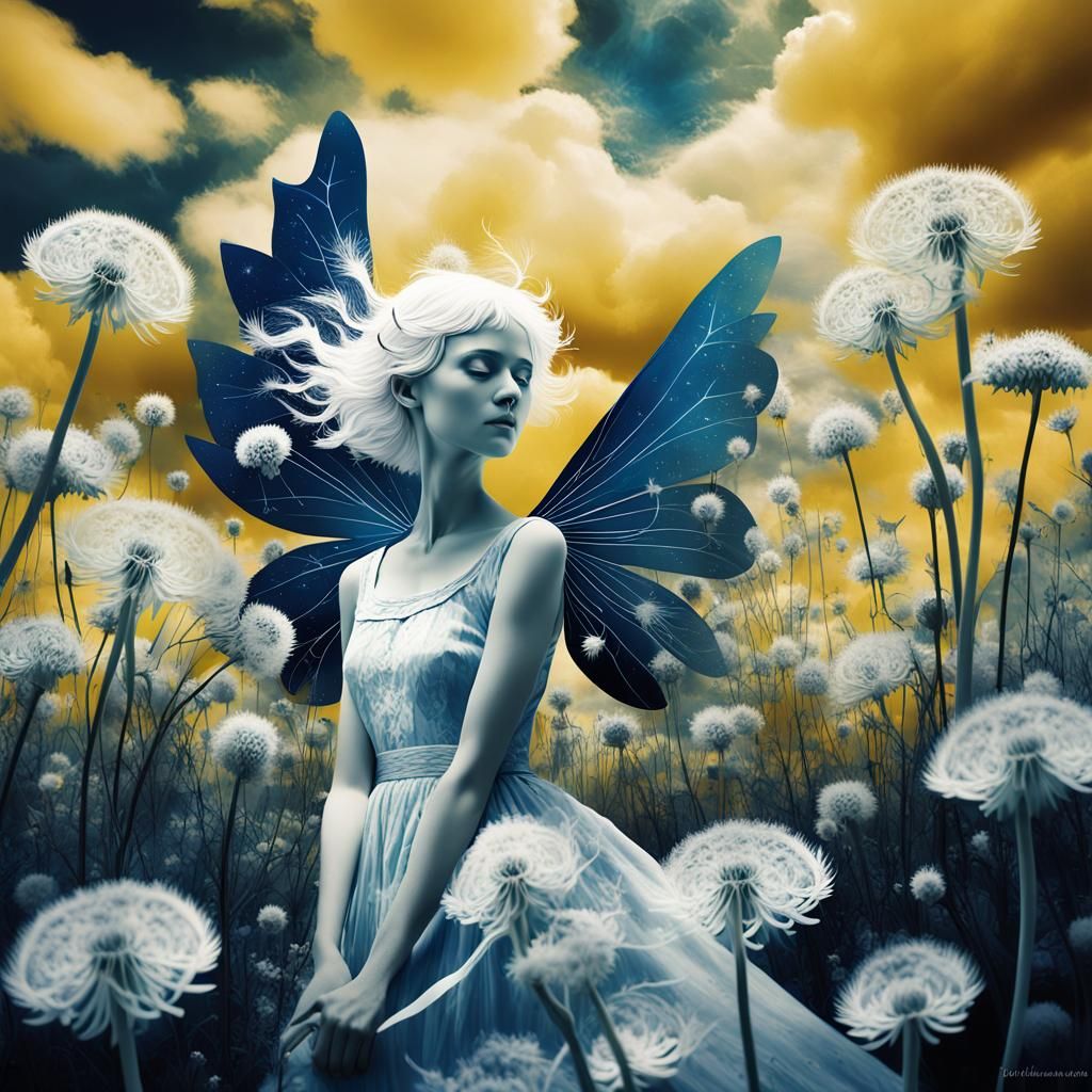 Ethereal Fairy in Infrared, Surrealist Dreamscape