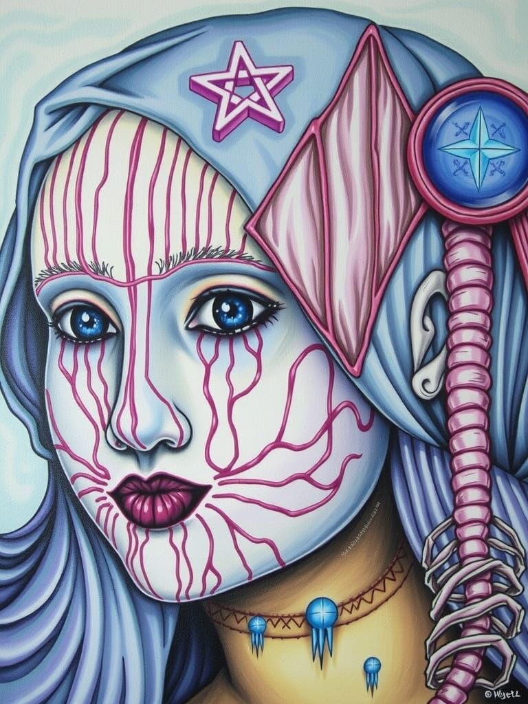 Vibrant Neon Skull Amidst Psychedelic Visuals