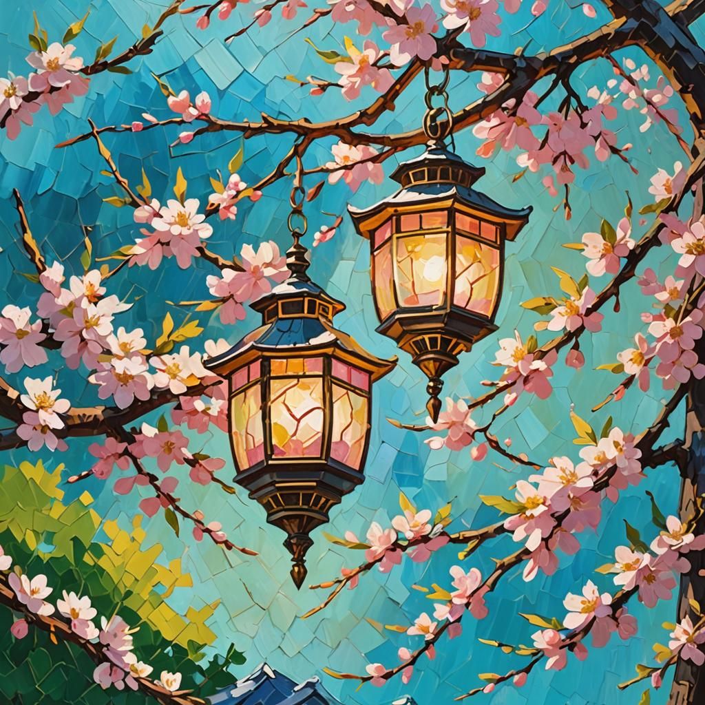 Cherry Blossoms in Fauvist Expressionist Impressionism Style
