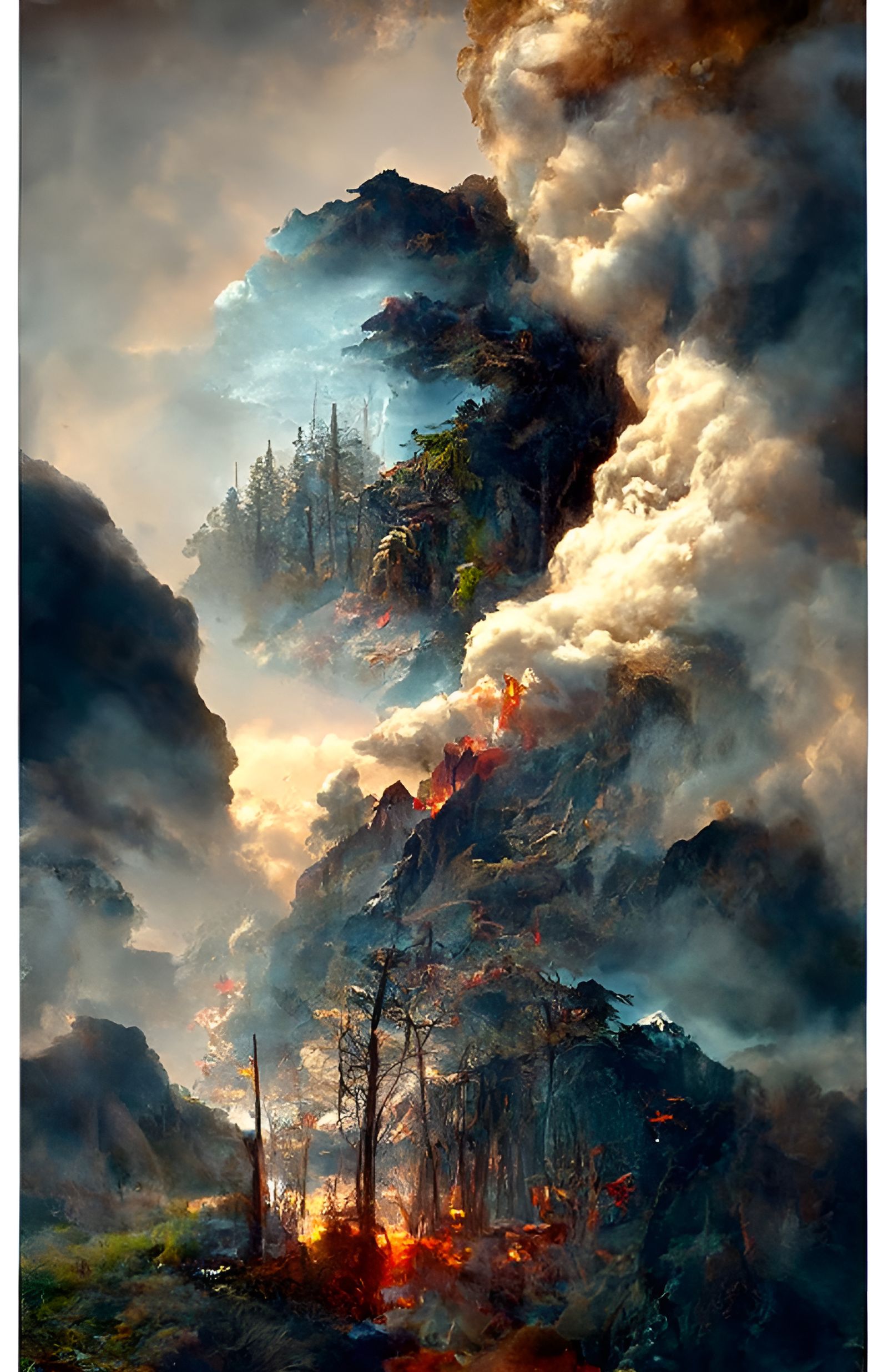 Inferno: A Hyperrealistic Mountain Forest Fire